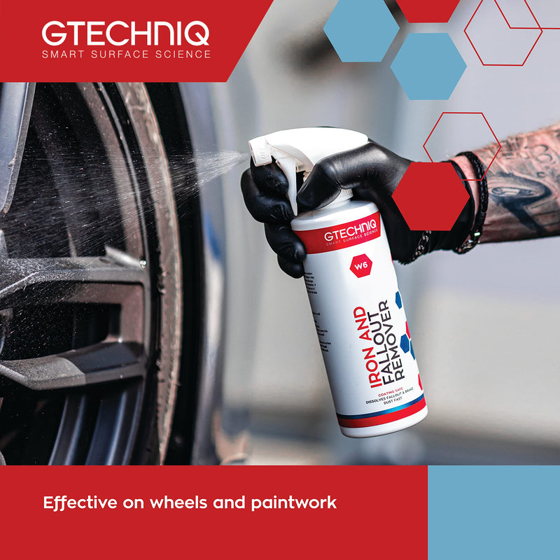 Gtechniq W6 Iron Removing Wheel & Paint Cleaner for Cars, Brake Dust Remover, Degreaser and Alloy Wheel Cleaner for Wheels, Rims and Paintwork, Safe on Coatings - 500ml 17 fl oz (Pack of 1) Single