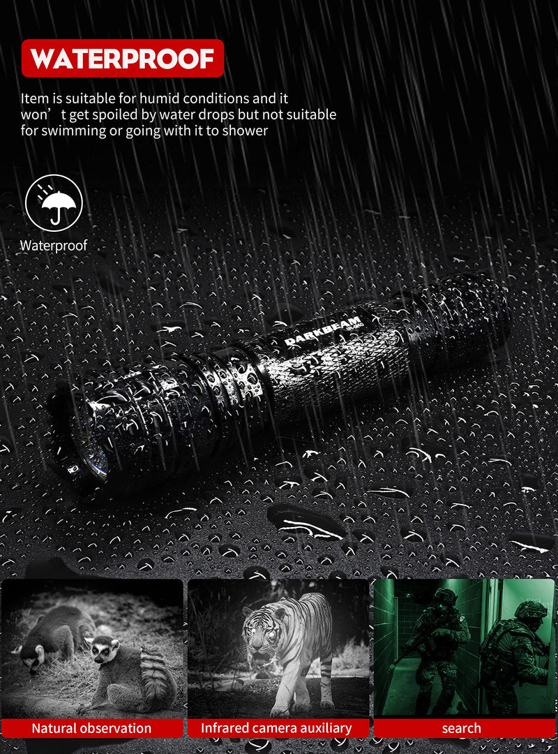 DARKBEAM ir Flashlight Infrared 940nm Lights LED Mini for Night Vision, Rechargeable Portable Tactical ir Illuminator Torch, Focus Adjustable for Hunting, Observation, Search 501F Infrared 940nm Light