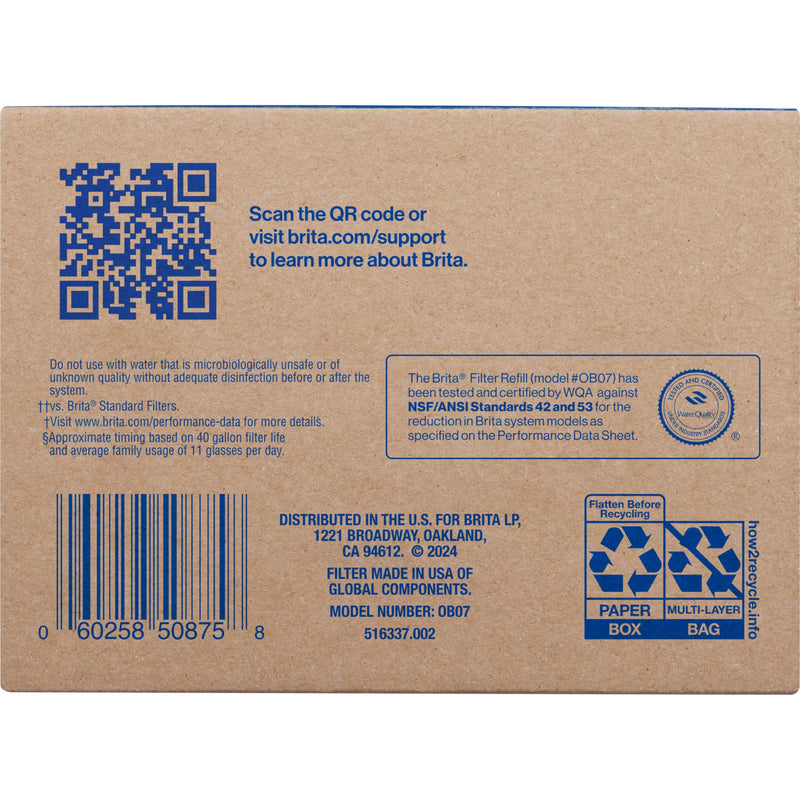 Brita Refillable Water Filter Refill Packs for Pitchers and Dispensers, BPA-Free, 80% Less Plastic*, Each Lasts Two Months, For Use with Refillable Shell (Sold Separately), 6 Filters 6 Refills