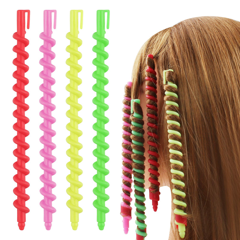 60Pcs Plastic Spiral Rollers Spiral Curlers Spiral Hair Rods Multicolored for Women Girls