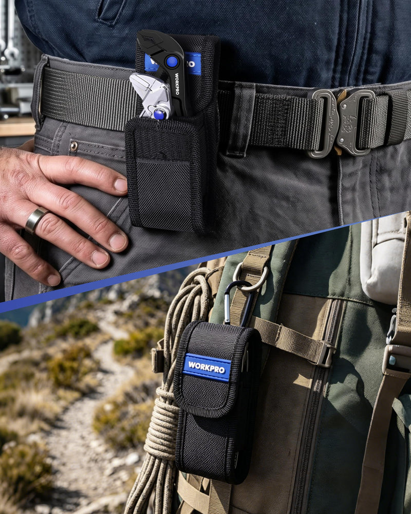 WORKPRO 2-Piece Mini Pliers Set with Pouch, 4-Inch Water Pump Plier & Plier Wrench, High-Toughness Alloy Steel Mini Groove Joint & Smooth Jaw Plier, EDC Pliers for Tight Spaces & Versatile Use