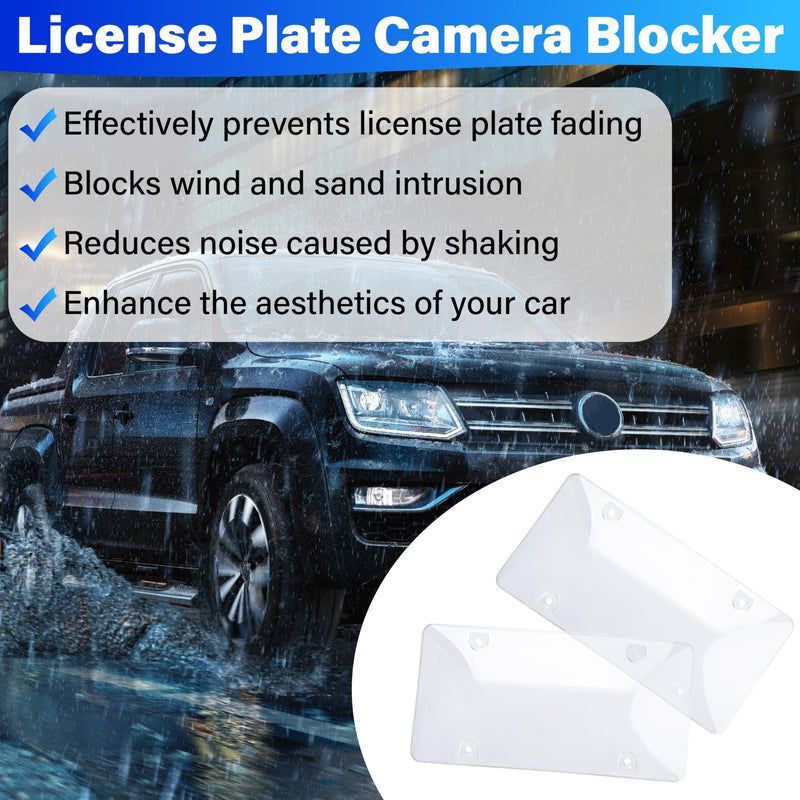 2 PCS Clear License Plate Covers, Unbreakable Novelty Licenses Plate Protect, License Plates Frame for Car Tag, Front and Back with Screws Caps