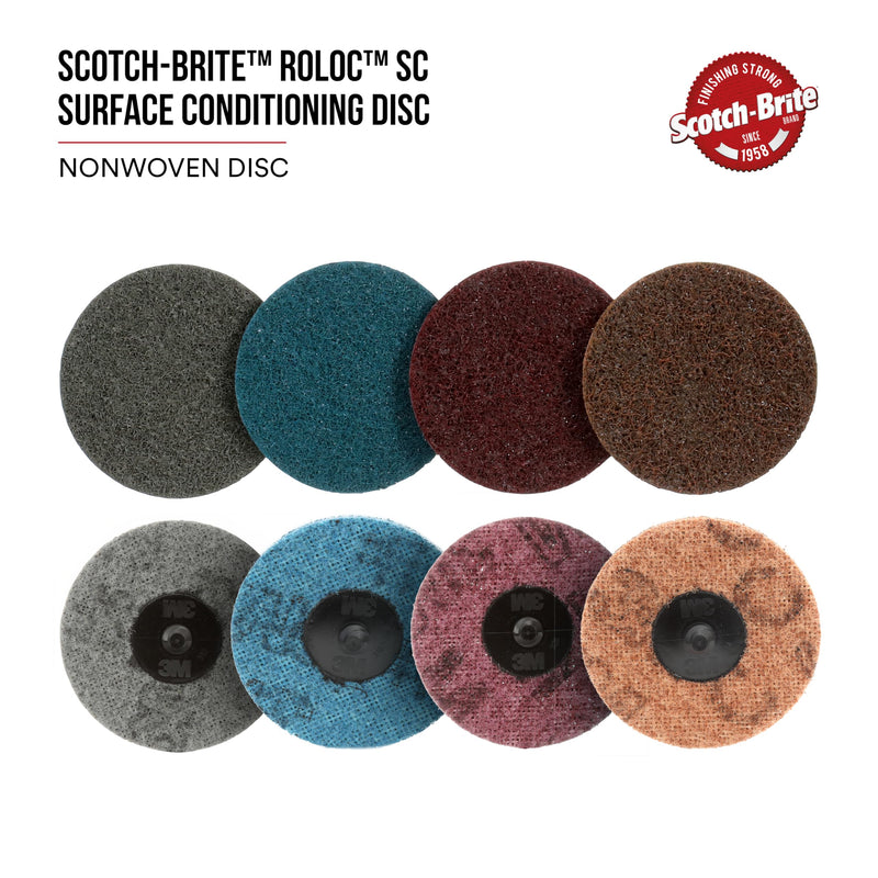 Scotch-Brite Roloc Surface Conditioning Disc, TR 07516, 2 in x NH S SFN, 25 per Carton 2 inches