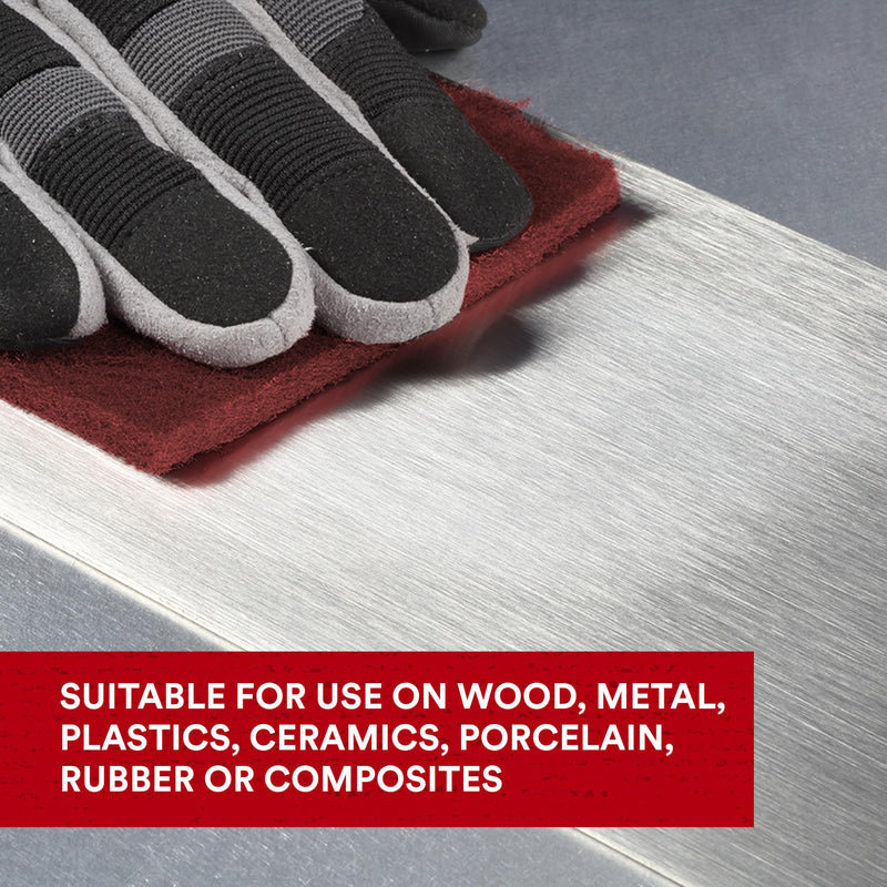 3M Scotch-Brite General Purpose 7447 Hand Pad, Very Fine Grade, 6 in x 9 in, Pack of 30, Aluminum Oxide, Surface Preparation, Scuffing, Blending, Cleaning, Maroon