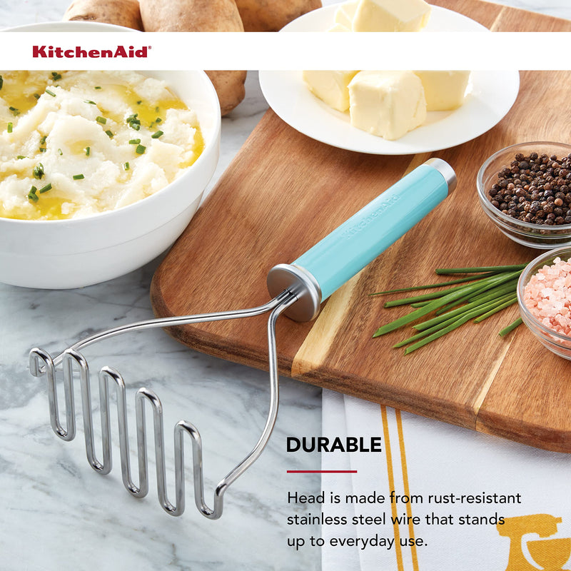 KitchenAid Gourmet Stainless Steel Wire Masher, 10.24-Inch, Aqua Sky One Size