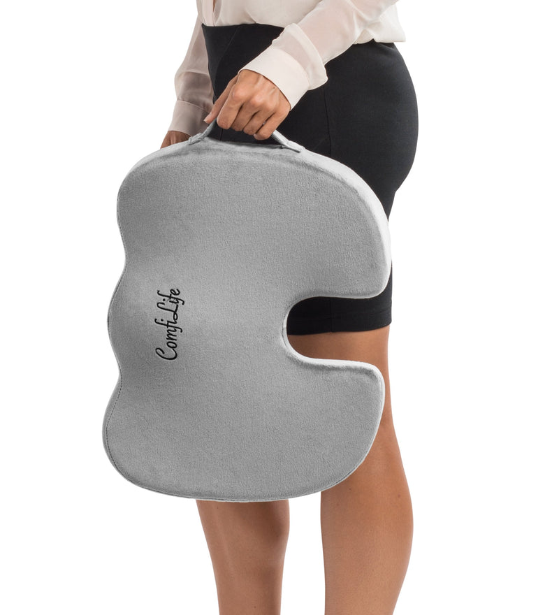 ComfiLife Premium Comfort Seat Cushion - Non-Slip Orthopedic 100% Memory Foam Coccyx Cushion for Tailbone Pain - Cushion for Office Chair Car Seat - Back Pain & Sciatica Relief (Gray) Gray