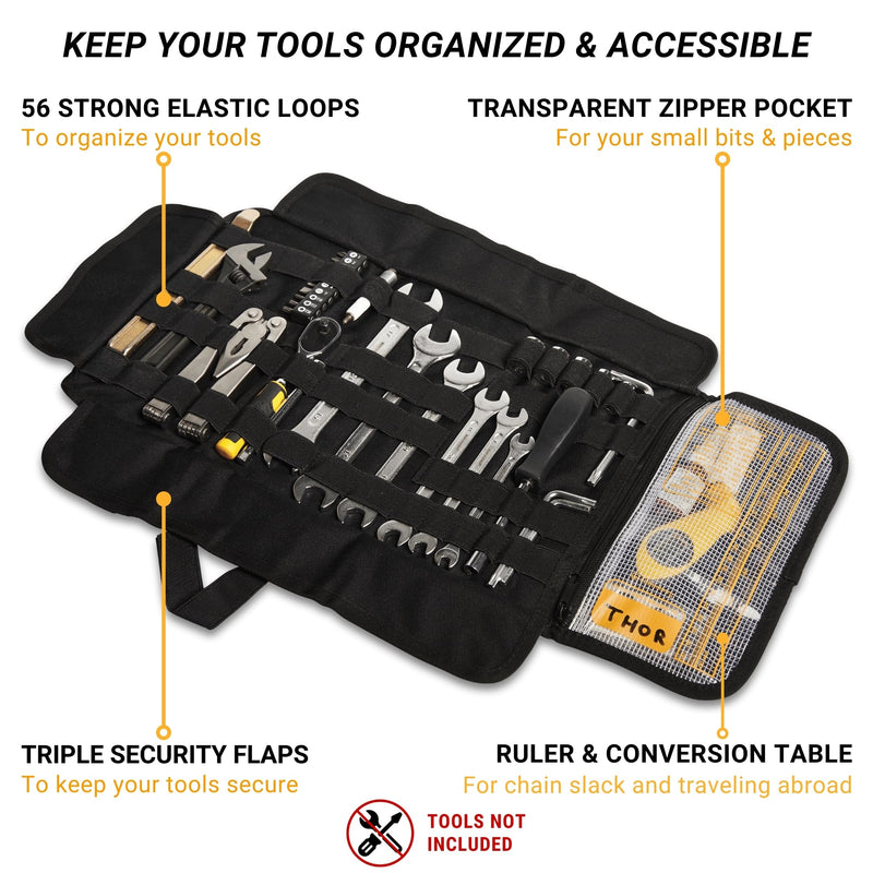 ODINSBERG Motorcycle Tool Roll Bag Tools NOT Included - Small Tool Bag Wrench Roll Up Tool Bag Organizer Pouch Wrap Motorcycle Tool Kit Box For Harley Enduro Dirt Bike UTV Motorcycle Accessories Gear