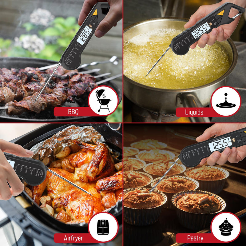 Christmas Gift for Dad – Professional Meat Thermometer, Instant Read Food Thermometer with Waterproof Design, Backlight & Hold/Min/Max – Perfect BBQ Grill & Kitchen Gadget for Men, Husband, Chef