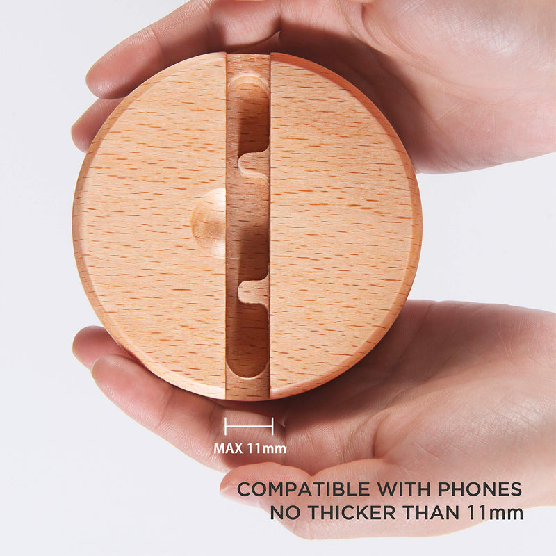 Wooden Phone Dock - Sound Amplifier & Holder, Compatible with Smartphone, Mini Pad - Beech