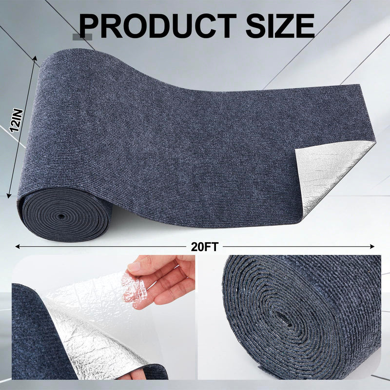Nuanchu 12 in x 20 ft Self Adhesive Marine Carpet, Boat Trailer Bunk Carpet with Soft Cut Pile 0.14" Thick Waterproof Boat Non Slide Carpets Roll for Indoor Outdoor Home Patio Porch Deck(Smoke Gray) Smoke Gray
