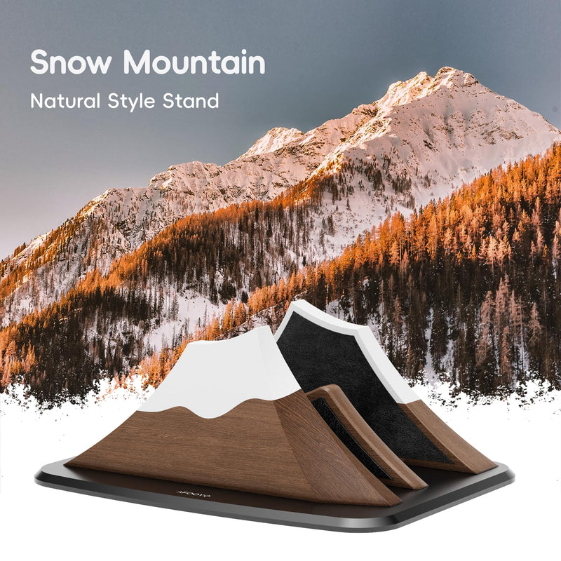 Vertical Dual Laptop Stand - Snow Peak-Shaped Walnut Adjustable Laptop Holder,2 Slots Desktop Dock Compatible with All MacBook, Surface,Chromebook,Dell & More(Walnut)