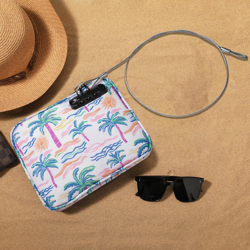 KOSMCCO Beach Locking Bag, Portable Safe, 9x7.5 Inch, Beach Day | Anti-Theft Design, Security Cable Included, Holds Phone Wallet and Keys, Ideal for Beach Pool Cruise and Travel