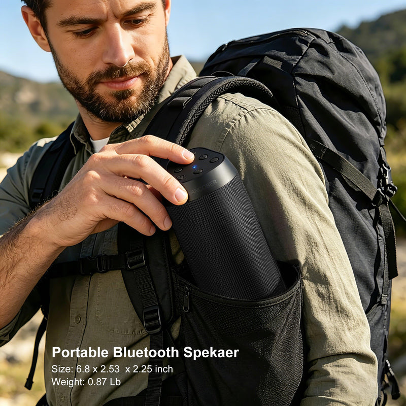 Portable Bluetooth Speaker Powerful HD Loud Sound, LED Lights, IPX4 Wateproof, 24H Playtime, Wireless TWS Pairing, Built-in Mic, for Home/Outdoor/Party, Cool Electronics, Birthday Gifts for Men Women Black