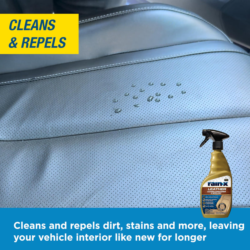 Rain-X 620236SRP Leather Cleaner Conditioner & Repellent for Car Interiors, Cleans + Repels while Moisturizing, Restores Leather to Natural, Fresh Scent without Residue 16 Fl Oz. 16 Fl Oz (Pack of 1)