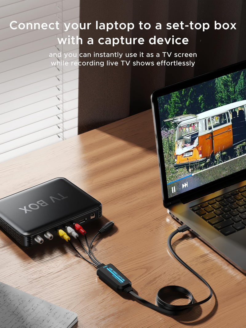 VHS to Digital Converter -1080p USB 2.0 Capture Card- Convert VHS, Mini DV, Hi8, DVD & VCR to Digital for Mac/Windows