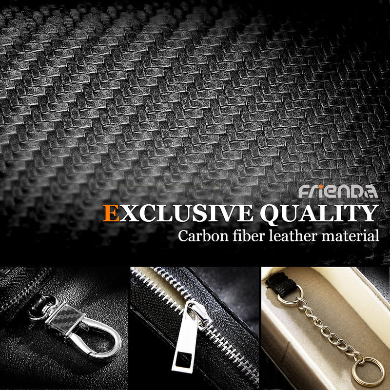 Faraday Bags for Car Key Fob Carbon Fiber Car Signal Blocking Bags Car Key Holder Zipper Bags in Black for Car Key Storage