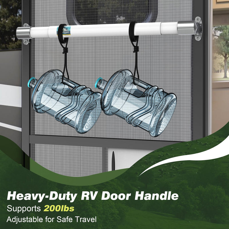 RV Screen Door Handle Cross Bar Adjustable from 21.7" to 33", White RV Door Handle Grab Bar Fits for Most Motorhome Camper Travel Trailer,Durable,Sturdy and Secure Aluminium RV Handles