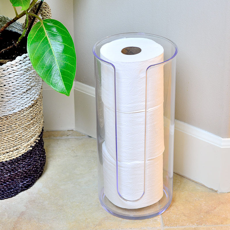 Youngever Plastic Toilet Paper Holder Stand, Clear Toilet Tissue Rolls Holder, Compact Toilet Tissue Rolls Organizer
