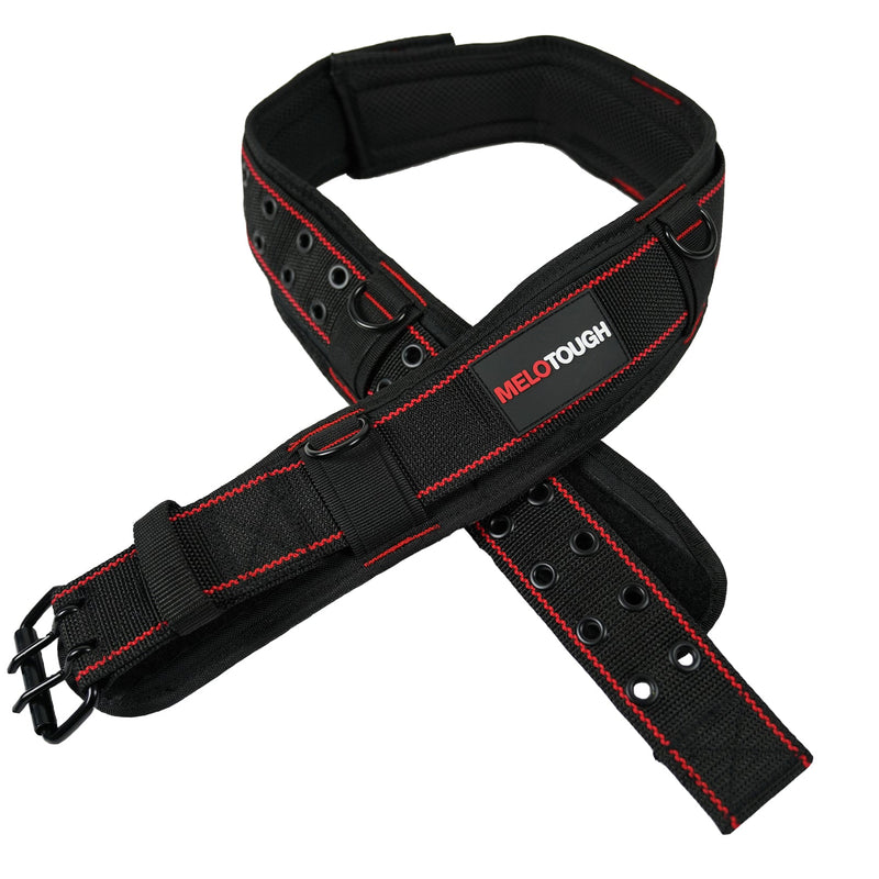 [AUSTRALIA] - MELOTOUGH Padded Tool Belt with D ring for men construction Strong Durable Double Metal Roller Buckle,adjustable waist 44'-53'thick confortable foam padding (XXL) Adjustable 44"- 53"