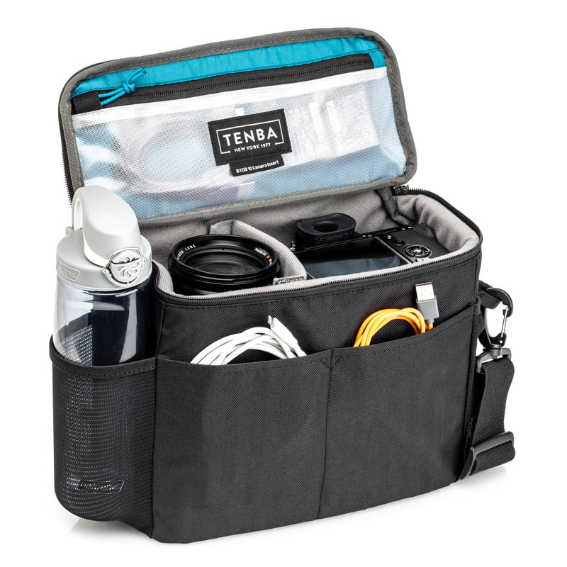 Tenba BYOB 10 Camera Insert - Turns any bag into a camera bag for DSLR and Mirrorless cameras and lenses – Black (636-630) | 300D polyester insert with YKK zippers and mesh pockets for mirrorless cameras, lenses and accessories