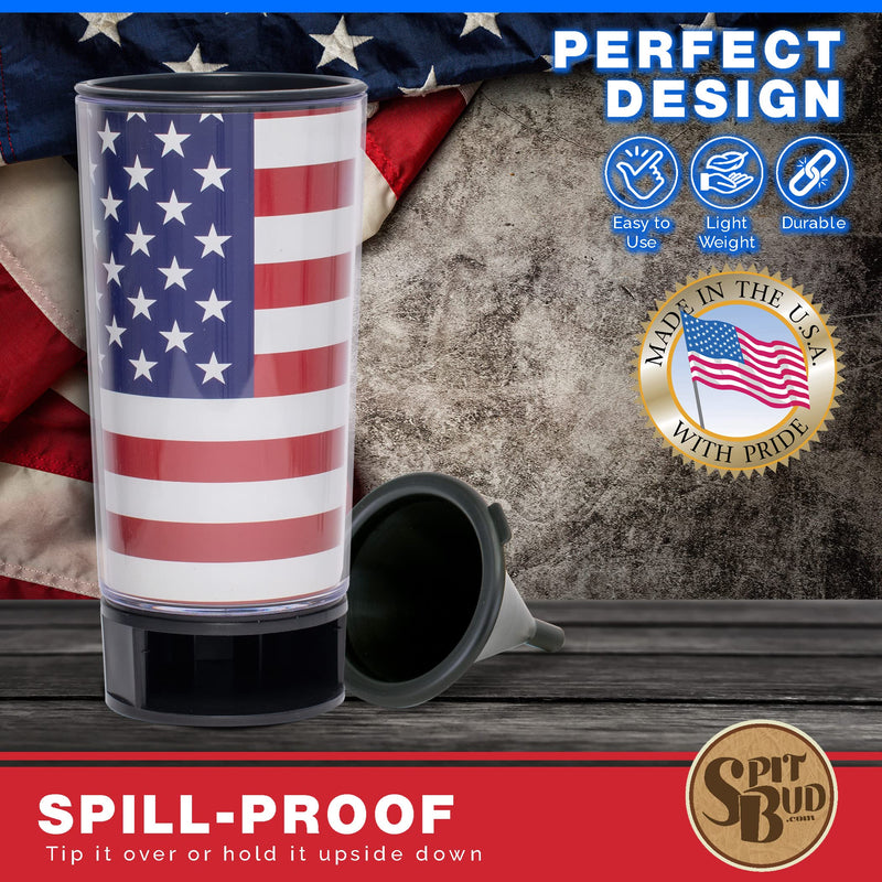 Spit Bud Spittoon with Can Opener, US Flag American Flag