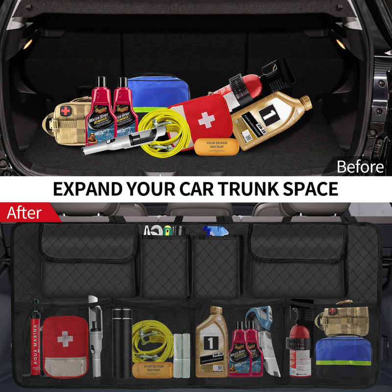 Car Trunk Organizer and Storage, Large Capacity Backseat Hanging Storage Accessories, Backseat Car Organizer for SUV/MPV/Truck (Black) Black