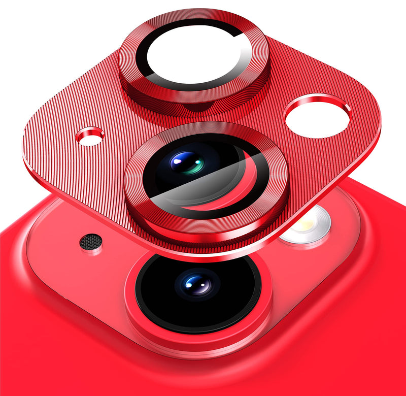 Suoman for iPhone 14/iPhone 14 Plus Camera Lens Protector,Premium Tempered Glass Metal Cool Camera Lens Protector for iPhone 14 6.1 inch /14 Plus 6.7 inch -Red Red