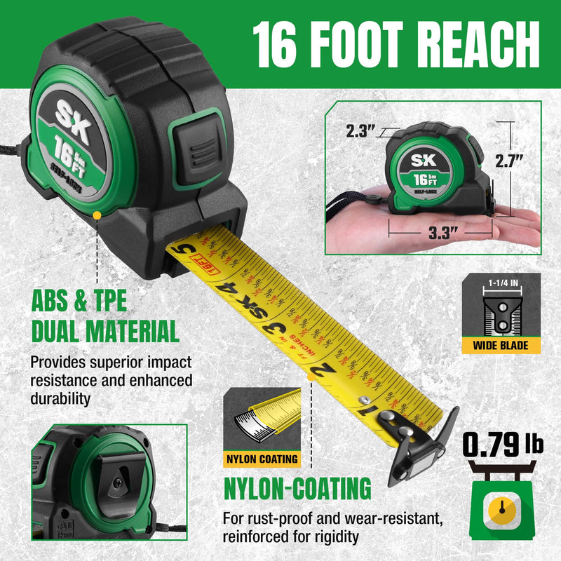 SK Tools USA 16FT Self-Lock Tape Measure | SK02337