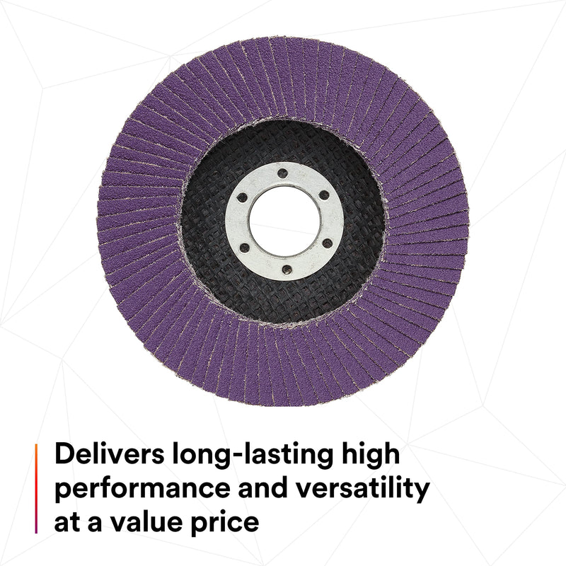 3M Flap Disc 769F, Type 27, 80+, 4-1/2 in x 7/8 in, High Performance Abrasive, Ceramic Precision-Shaped Grain Grinding and Finishing Disc, Carbon Steel, Stainless Steel 4.5 in x 7/8 in T27, 80+