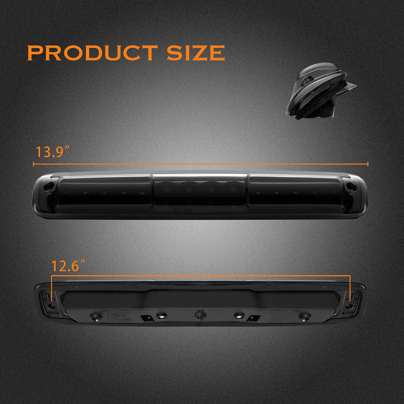 Third 3rd Brake Light, LED High Mount Stop Light for 1999-2007 Chevy Silverado GMC Sierra 1500 2500 3500 HD Classic, Rear Center Cab Roof Tail Cargo Lamp, Smoke Lens 1999-2006 silverado