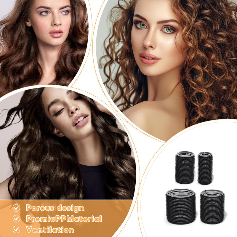 Hair Rollers with Clips, 50PCS Hair Rollers Set Jumbo Hairs Rollers(Black) | with 24 Roller (6 Jumbo, 6 Large, 6 Medium, 6 Small), for Long Medium Short Hairs DIY Hairdressing