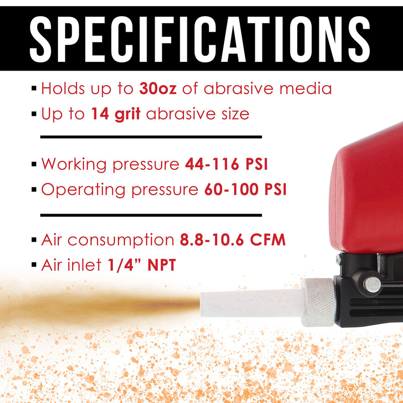 TCP Global Gravity Feed Sand Blaster Gun Kit - Portable Air Compressor Sandblaster, 2 Ceramic Nozzles & Regulator - Abrasive Media & Soda Blaster - Rust, Metal, Wood & Paint Removal Gravity Feed Gun