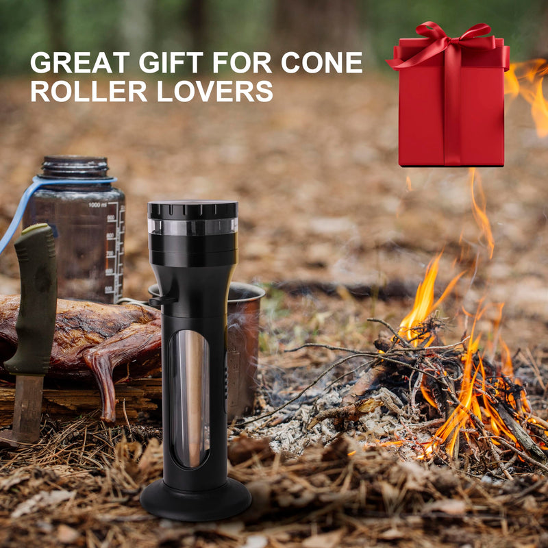 2-in-1 Kitchen Spice Grinder & Seasoning Loader,Cone Loader Grinder Roller,Portable Grinder and Cone Filler for King Size– Portable Manual Aluminum Alloy Herb Grinder for Culinary Use