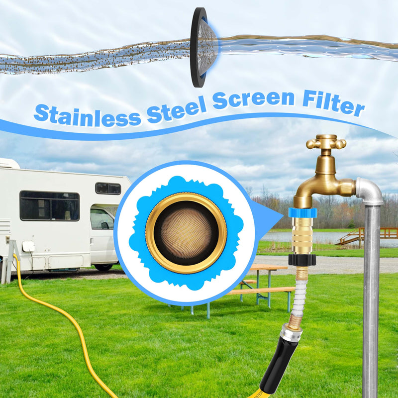 RV Hi-Flow Water Pressure Regulator 50-55 psi, 3/4 Inch Thread Lead-Free Brass Inline Water Pressure Reducer for Camper, Trailer, RV Plumbing System