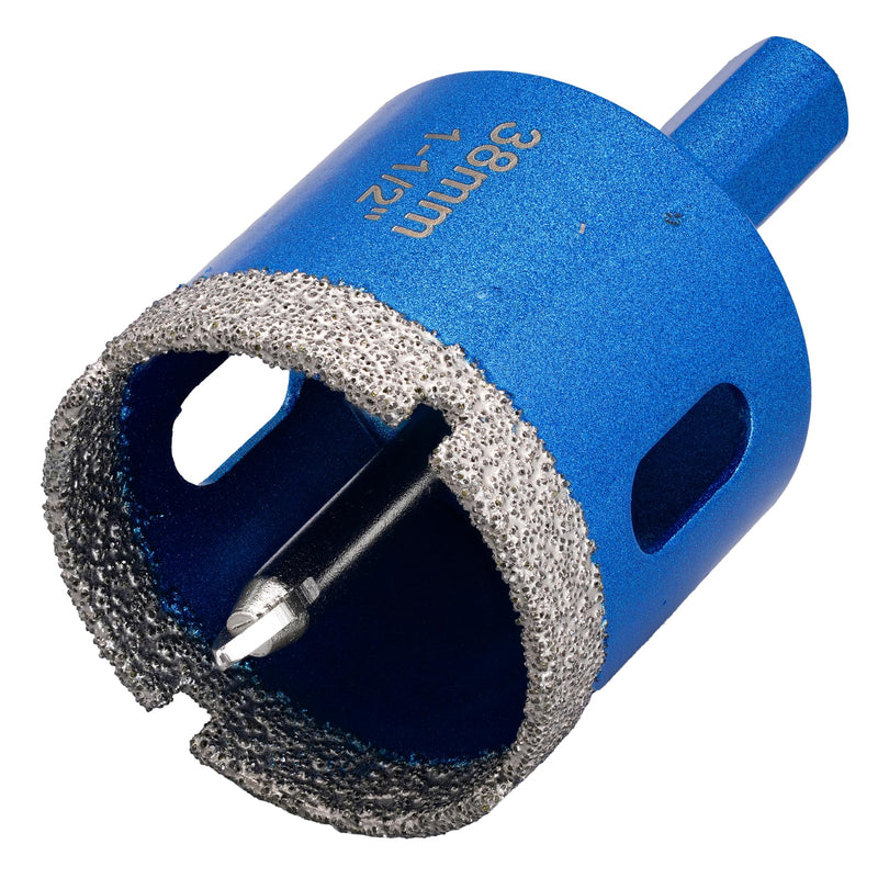 1-1/2 Inch Diamond Core Drill Bits,Vacuum Brazed Hole Saw with Pilot Triangle Shank for Ceramic Tile Glass Concrete Porcelain Granite Pack of 2Pcs Head diameter 38mm(1-1/2")