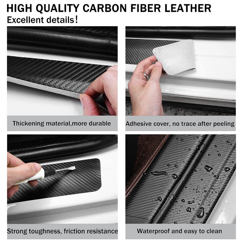 YOSRTER 5PCS Door Sill Guard Decoration Stickers for Dodge Charger Challenger Durango Journey Universal Fit to All Dodge Cars Fiber Leather Door Sill Protector (Red Trim) Red Trim