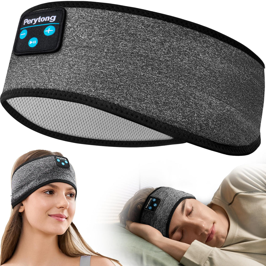 Sleep Headphones Headband - Sleeping Headphones for Side Sleepers - Music Headphones Comfortable Headband with Ultra-Thin HD Stereo Speaker for Workout Running Cool Gadgets Unique Gifts Blackgray white