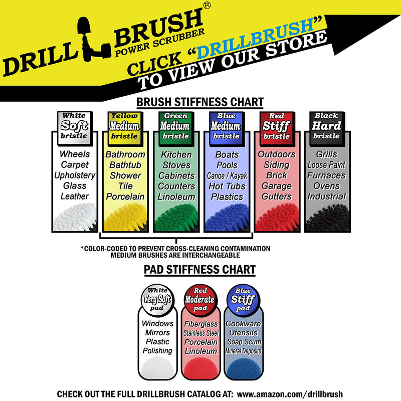 Drillbrush Kitchen Cleaning Supplies - Whole Household Scrubbing Pads and Medium Stiffness Brushes - Stove Top and Oven Rack Cleaning Brush Kit - Sink, Tile, Laminate, Vinyl, Pan, Countertop Scrubber Green