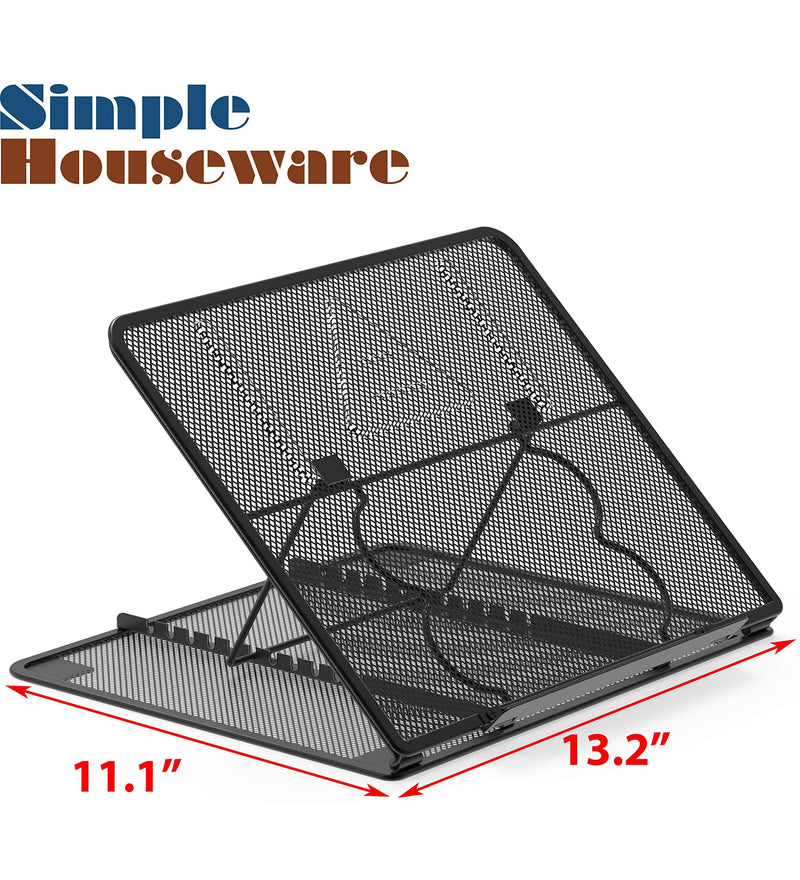 Simple Houseware Mesh Laptop Stand with 11-Levels Adjustable Ventilated Computer Holder, Black