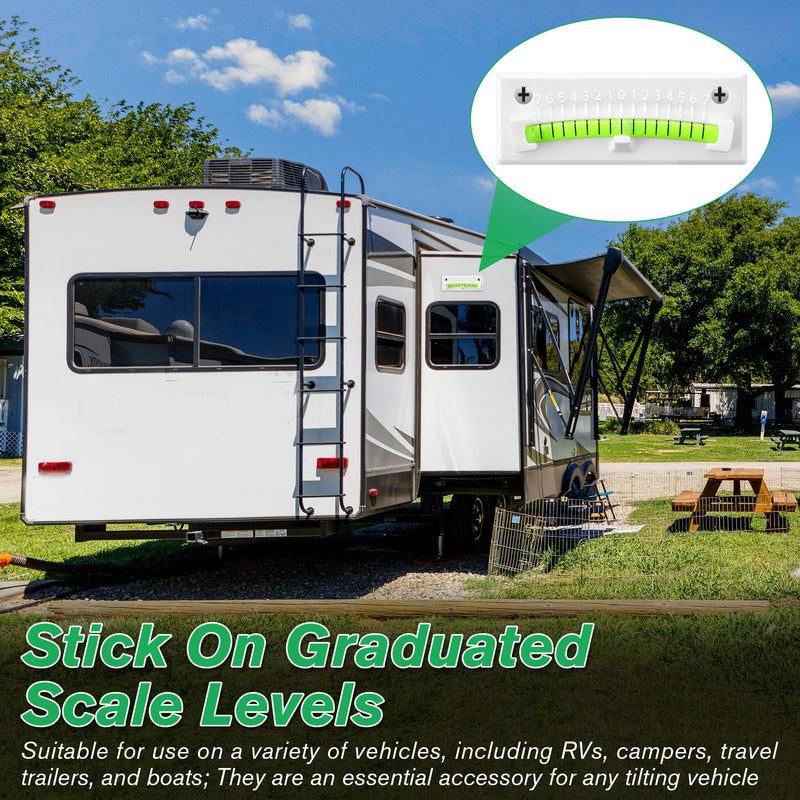 HooLing RV Level Bubble, Graduated Scale Levels for Precision Leveling, Stick on Leveling System for RV, Camper, Trailer and Caravan, High Visibility Bubble Level (White,4 Pack) 4 White