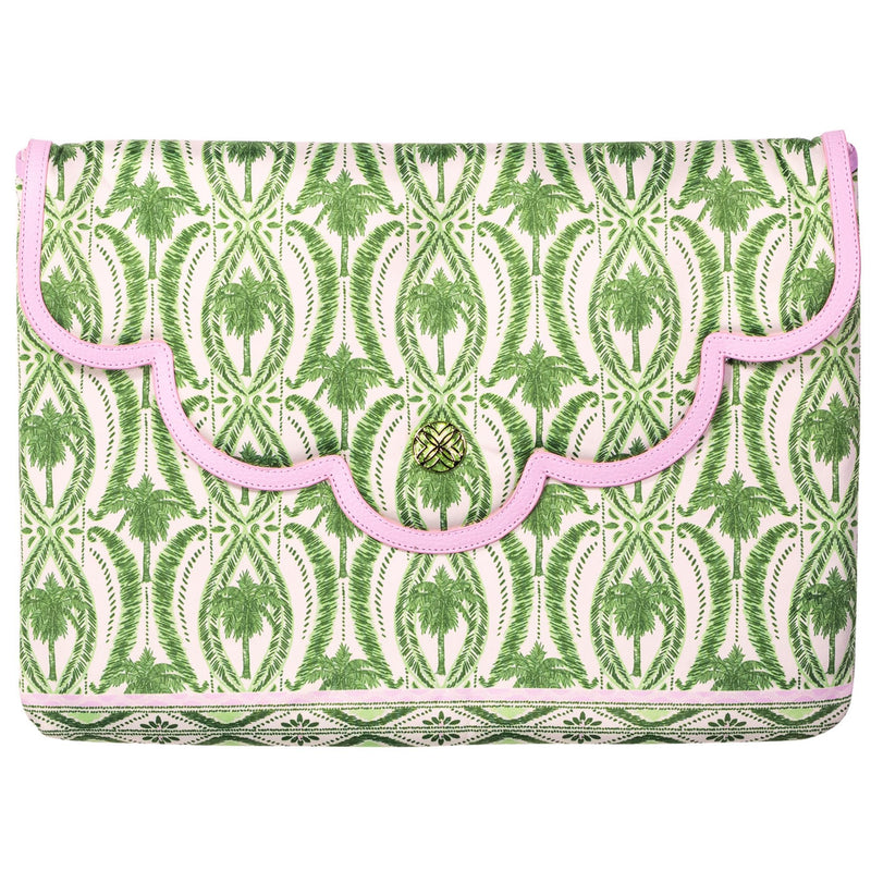 Lilly Pulitzer Padded Laptop Sleeve and Pouch Set, Textured Palm Stripe | Neoprene 16” Computer Case with Matching Zip Pouch, Magnetic Closure Envelope Laptop Bag with Scallop Trim & Storage Pocket