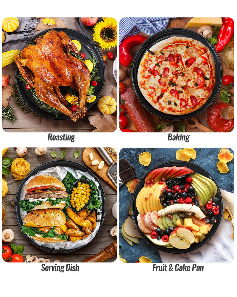 10 Inch Enamel Round Roasting Pan Deep Baking Dish for Chicken Pizza & Bread Heat Resistance Easy-To-Clean Bakeware Sheet Oven Dishwasher Safe, Birthday Gift Cake Pan Orange - 10 Inch
