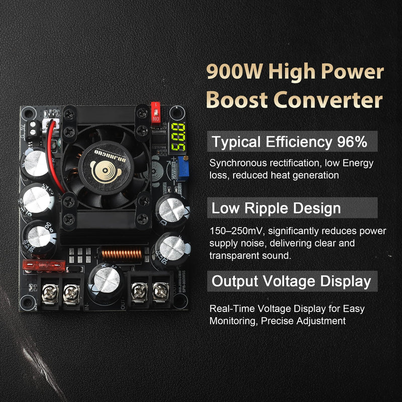 900W High Power DC Boost Converter 8-32V to 55V Adjustable Step-Up Voltage Regulator Module for Audio Amplifier DIY Speaker System