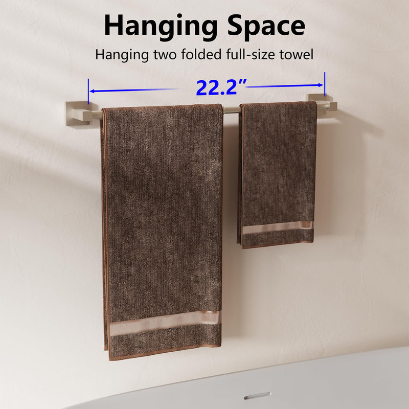 Towel Bar, Adjustable 12.7inch to 23.2inch Wall Mounted Towel Rack for Bathroom, Kitchen, SUS 304 Stainless Steel Towel Rod with Square Base (Brushed Nickel) Brushed Nickel