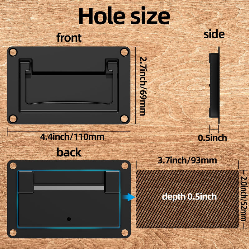 4.3 inch Black recessed Door Pull Handle, Pocket Door Handles,recessed Flush Pull Handle,Mezzanine and Basement Handles (3, Black) 3