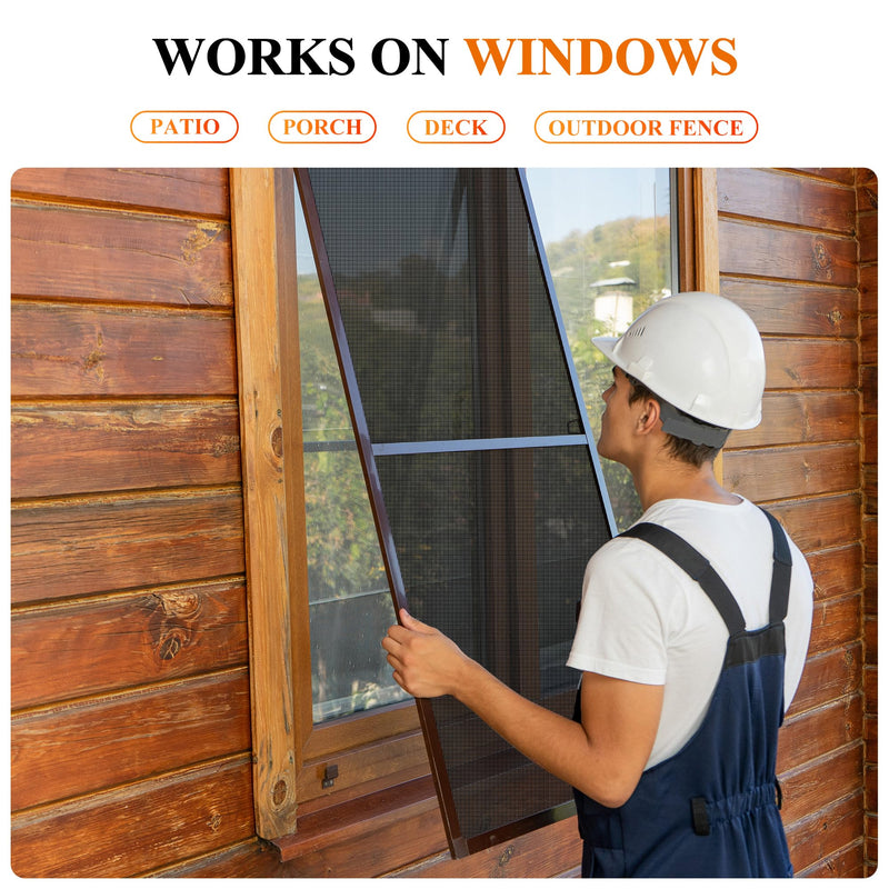 MAGZO Pet Proof Window&Door Screen Replacement Kit, 48" W x 99" L, Best Vinyl Coated Polyester Mesh Dog Cat Resistant Heavy Duty, 32FT Retainer Spline&Spline Removal Hook&Press-Fit Roller Tool, Black 48"W x 99"L(with Tool) Black(Include Tool)