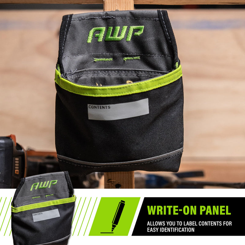 AWP TrapJaw Clip-on Fastener Tool Pouch, Small Utility Bag with Spring-Loaded Closure, Durable Tactical Tool Holder for Nails, Screws, and Electrical Accessories, 1L-039-2 1 Pack 7" W x 7.75" L