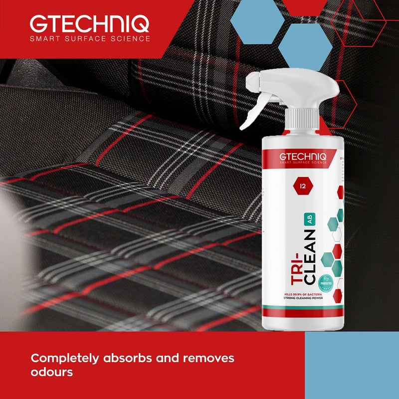 Gtechniq - I2 Tri-Clean - All-Surface Automotive Interior Odor Absorber; Ensure Surfaces Remain Fresh; Remove Dirt Attracting Residues; Safe on Leather, Dash, Carpets, Upholstery (500 milliliters) 16.9 Fl Oz (Pack of 1)