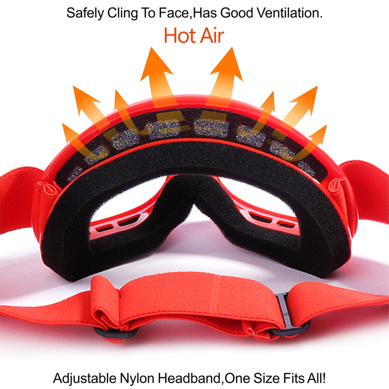 GLX YH15 Anti-Fog Impact-Resistant Kids Youth ATV Off-Road Dirt Bike Motocross Goggles for Boys & Girls (Red, one_Size) Red