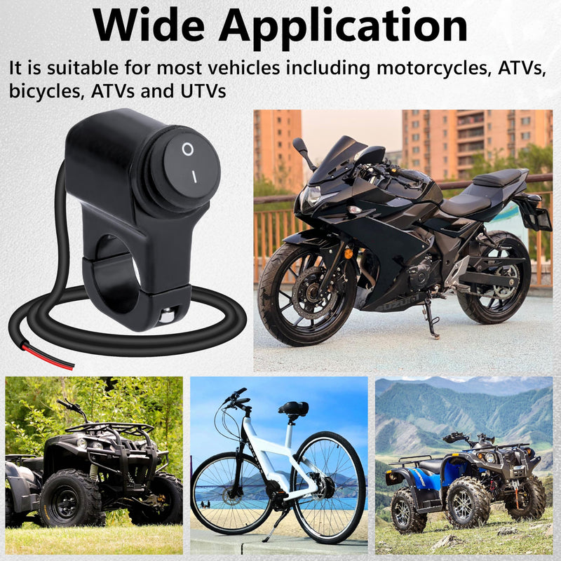 Motorcycle Handlebar Switch 12V, Waterproof Motorcycle Light Toggle Switch, Aluminum Alloy ATV Light ON Off Switches, for Motorcycle ATV UTV Scooters, Fits 7/8" Handlebars (22mm)